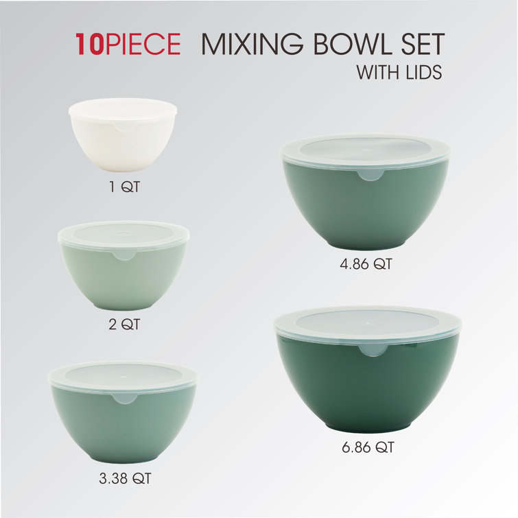 Basic Essentials 10pc Mixing Bowl Set with Lids Basic Essentials