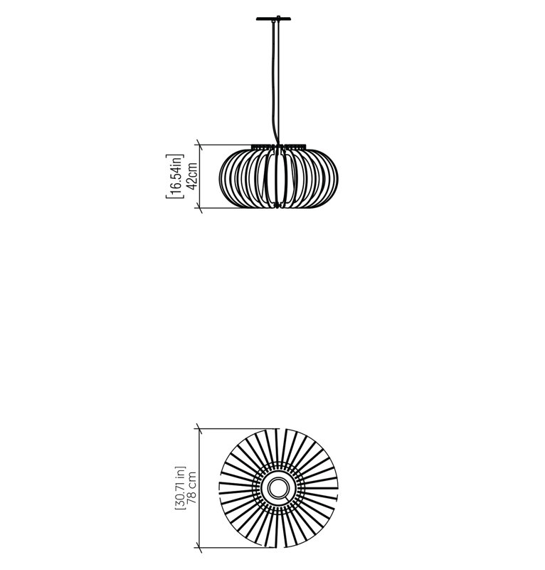 Stecche Di Legno 1 - Light Pendant, 16.38" H x 30.42" W x 30.42" D, Imbuia