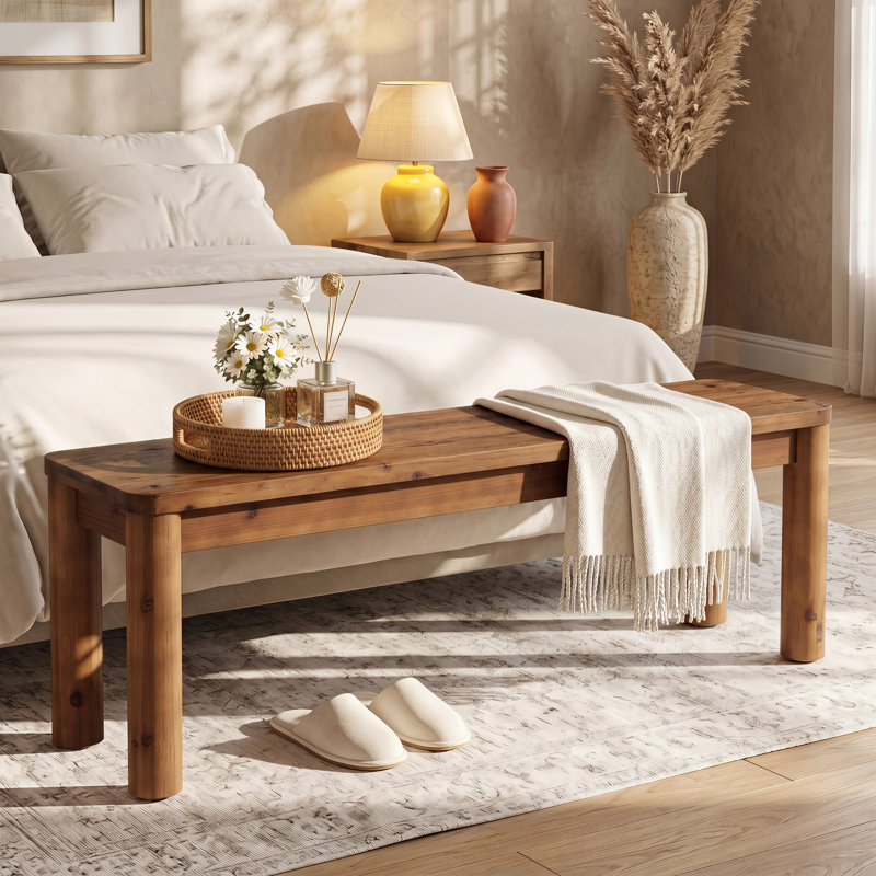 Banc de 55 po en bois massif pour vestibule