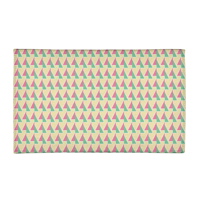Tapis à flèches déplacées rose/jaune clair/vert, Rectangle 3 pi x 5 pi