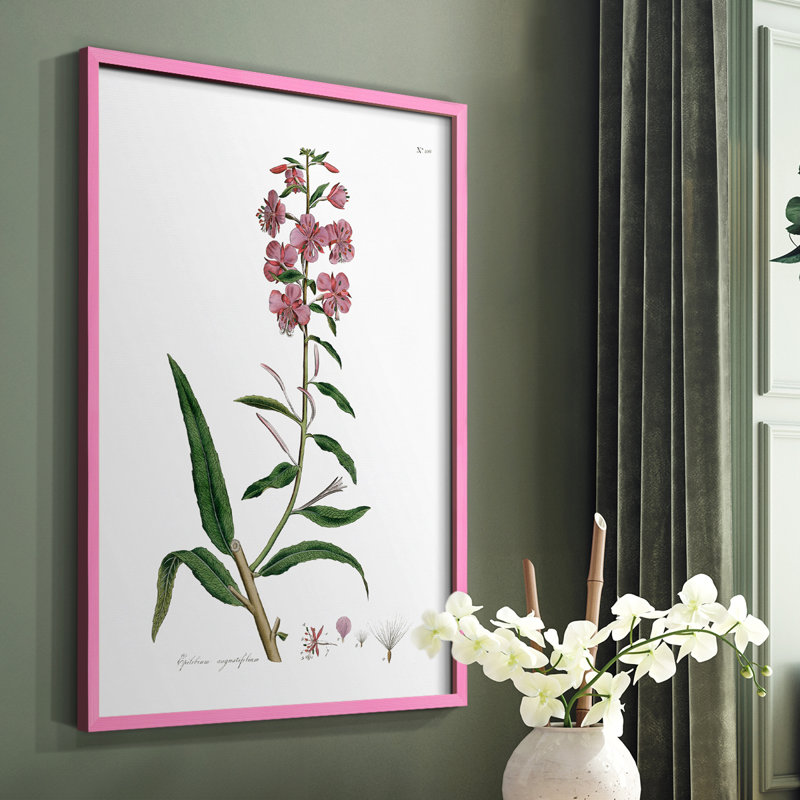 Rose Botanical I, reproduction encadrée - bois massif, Rose, H 10 po x l 8 po