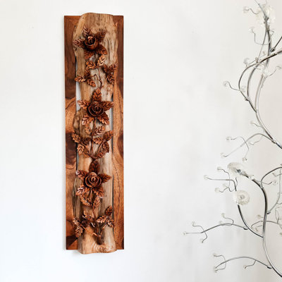 Handmade Traditional Plants & Flowers Wall Decor on Solid Wood