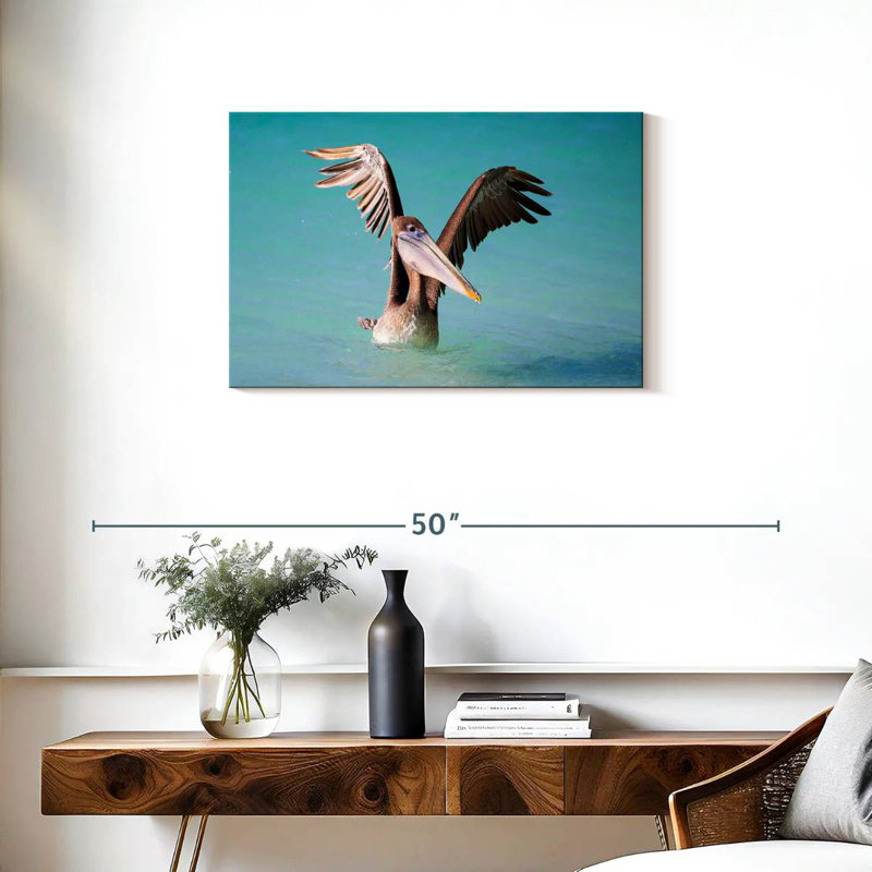 Pelican With Outstretched Wings, 20" H x 30" W