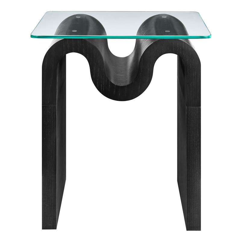 Ondine Glass Top Side Table In Spiced Apple, Black