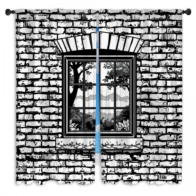 Mur de brique avec rideaux de fenêtre obscurcissant et obscurcissant - 2 panneaux, 80in x 61in - 2 panels, Transparent