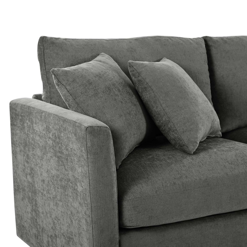Premium Chenille Sectional Sofa with Curved Chaise Lounge