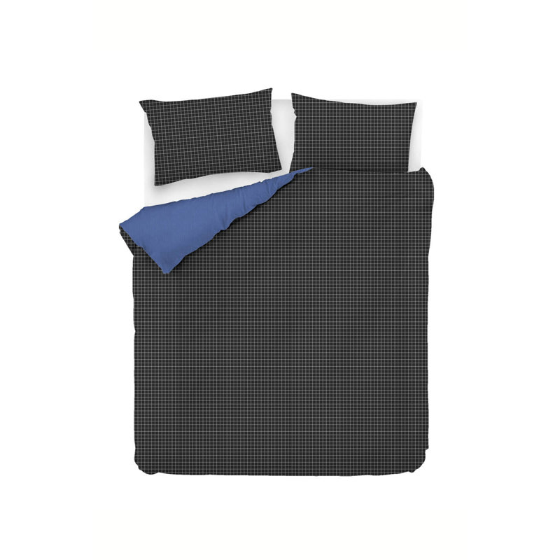 Ensemble de housse de couette 100% coton Dunlan, Housse de couette double TG + 2 taies d'oreiller s