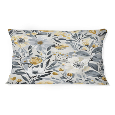 Motif de fleurs blanches et grises paradisiaques - coussin Boho