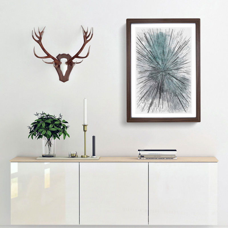 Explosion of Light in Abstract - Picture Frame Graphic Art Print, 36cm H x 27cm W x 2cm D, Walnut Framed
