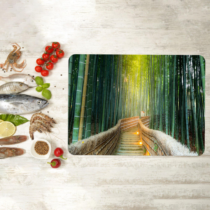 Bamboo Forest Design sur une planche à découper en verre portable pour la cuisine et le camping avec impression panoramique