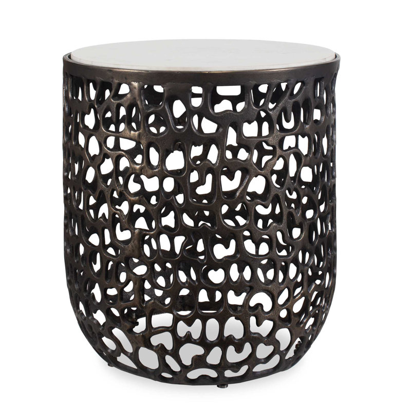  Sabena White Marble Outdoor Side Table