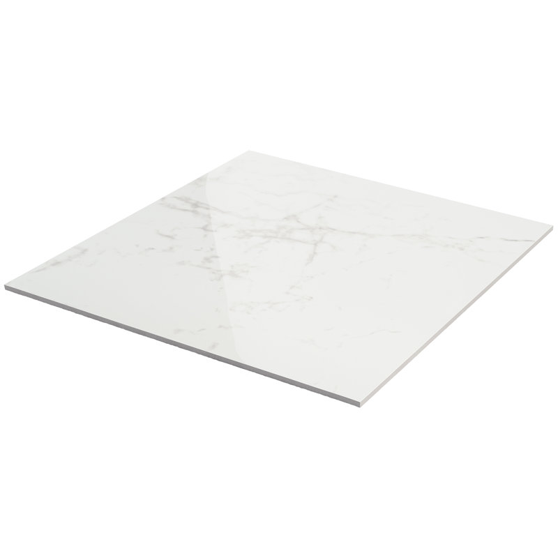 24" x 24" Polished Marble Look Porcelain Floor and Wall Tile (15.5 Sq. Ft. / Case), Statuario Venato