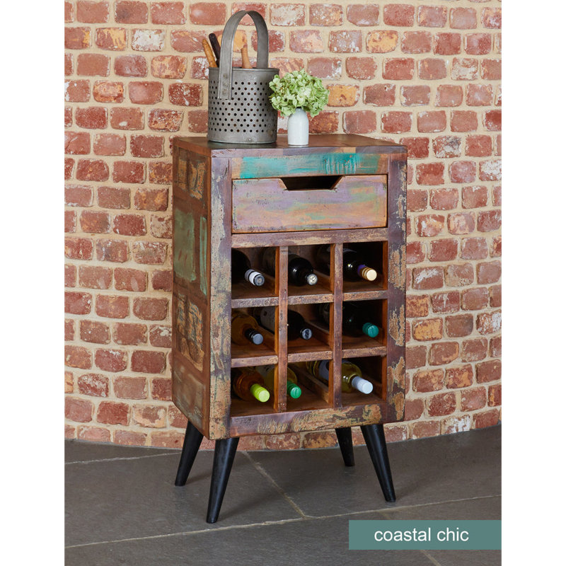 Dason 9 Bottle Solid Wood Floor Wine Bottle Rack in