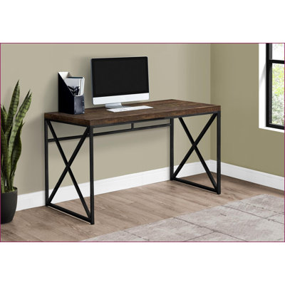Bureaux, bureau de bureau moderne et contemporain avec base en métal noir L 47 po x l 24 po x H 30 po | Brun | Panneau de particules