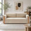 Canapé 3 places en chenille avec accoudoirs sculpturaux incurvés et accents de bois-1736216961