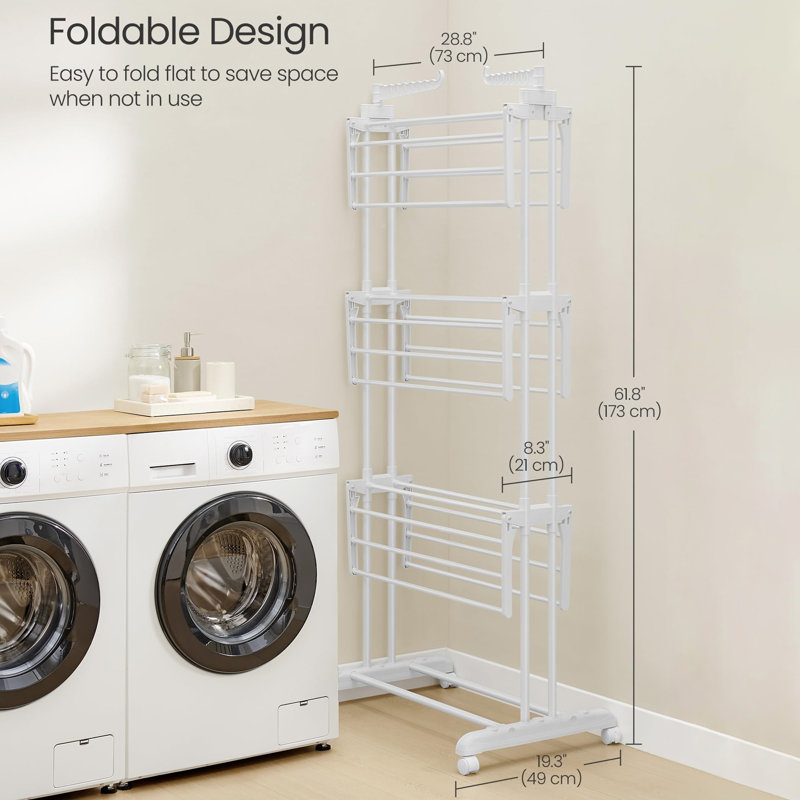 Large Clothes Airer, Foldable Clothes Drying Rack Laundry 4-Tier, Cloud White