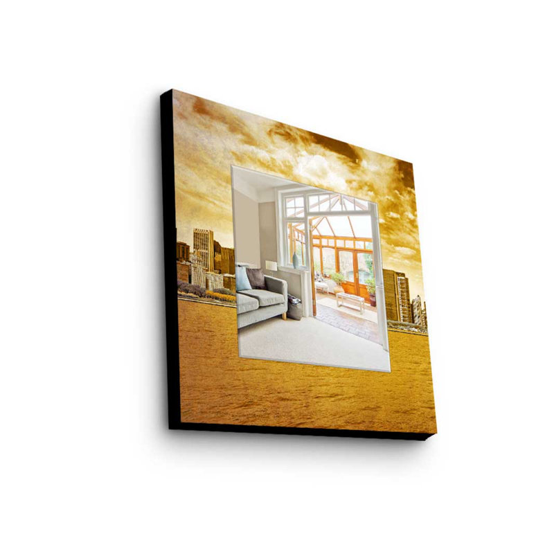 Élégant miroir décoratif avec cadre 100% bois de pin, 19,7 po x 19,7 po | Miroir en verre véritable (épaisseur: 0,2 pouce) | Peinture sur tissu élégante | Parfait pour la décoration intérieure et le vestibule, design durable et chic