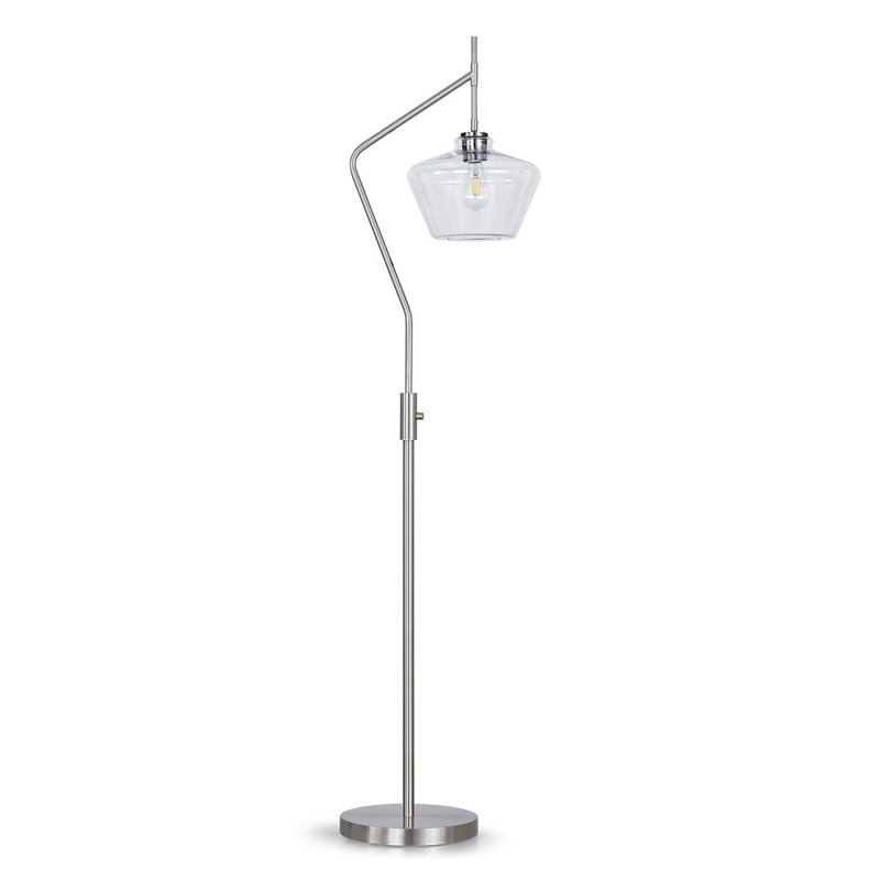 69'' Arched Floor Lamp, Clear, Brushed Nickel