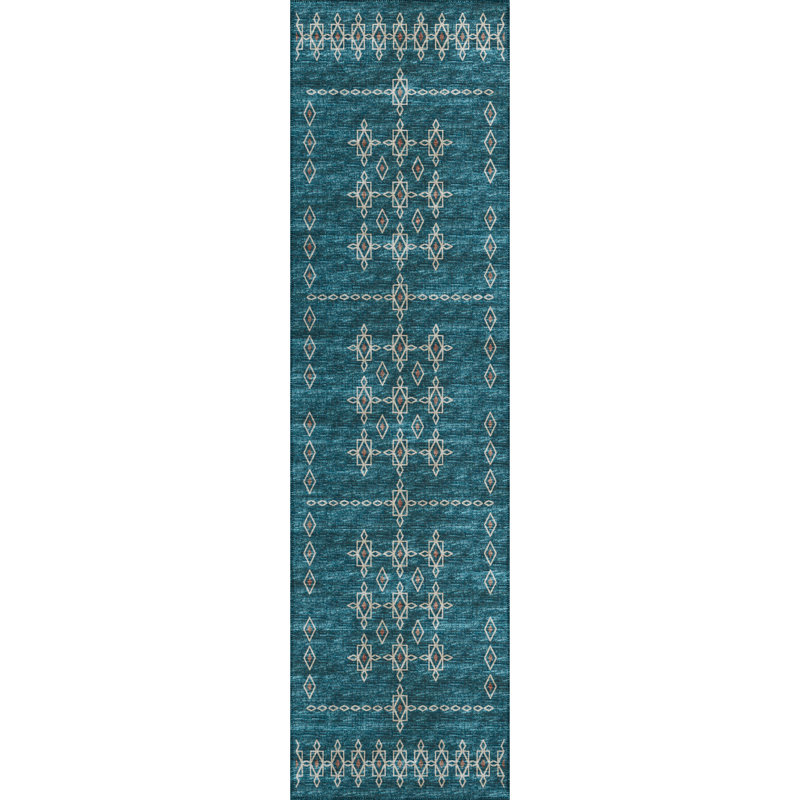 Anber Chenille Washable Southwestern Indoor / Outdoor Rug, Runner 2'3" x 7'6"