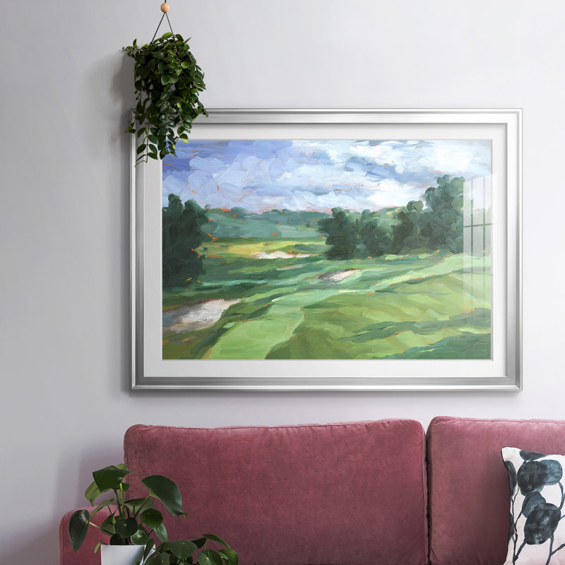 " Golf Course Study IV ", Silver, 30" H x 44" W x 1.5" D