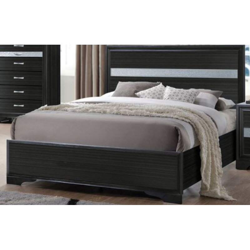 Mccreary Wood Standard Bed, King, Black