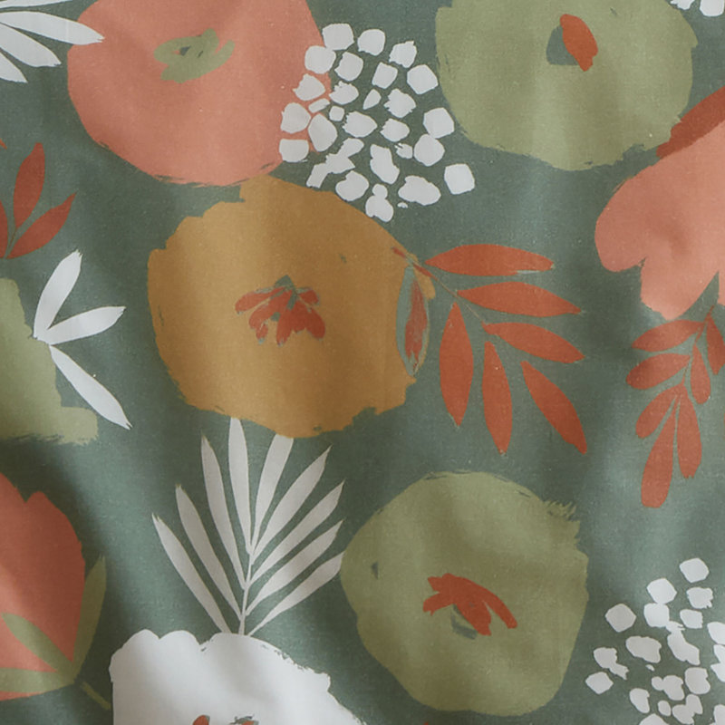 Yasmin 52% Polyester (Recycled) 48% Cotton Bedding, Single Duvet Cover + 1 Standard Pillowcase, Green