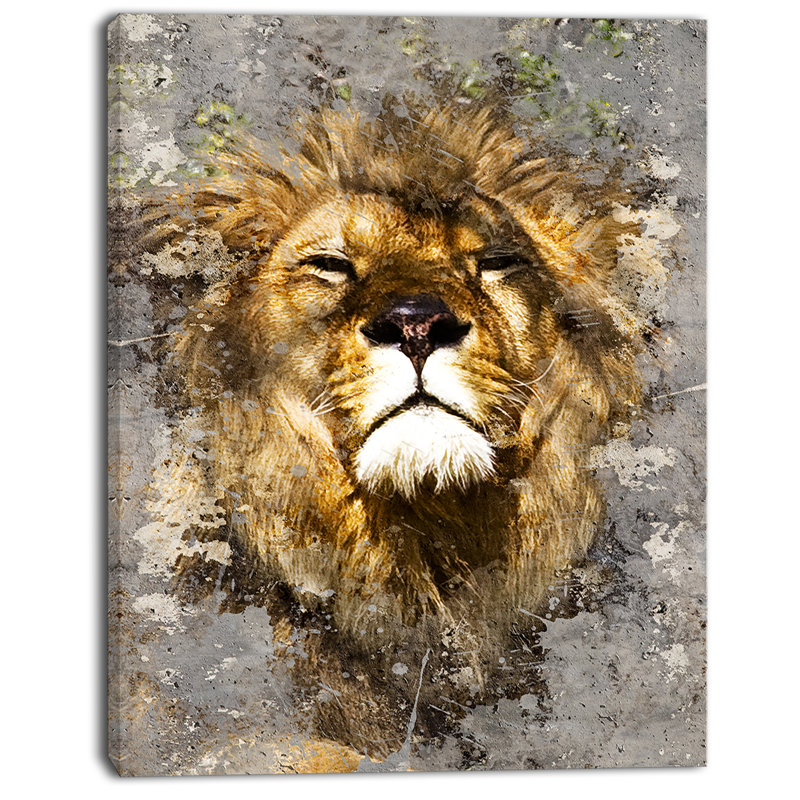 «Lion Head with Textures», impression sur toile, H 20 po x l 12 po x P 1po