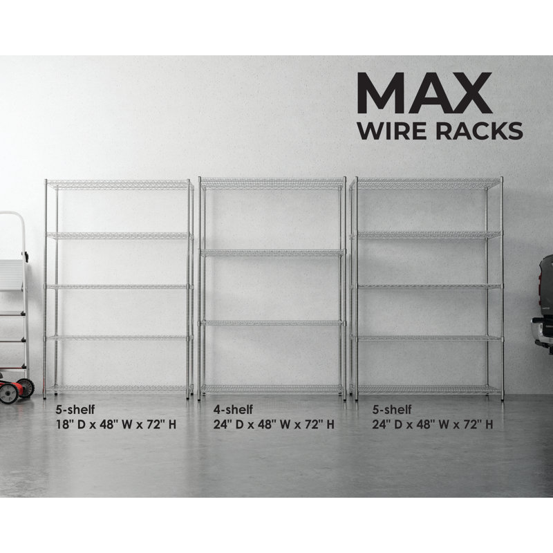 Everest Heavy-Duty 5-Tier Chrome Steel Utility Shelving Unit