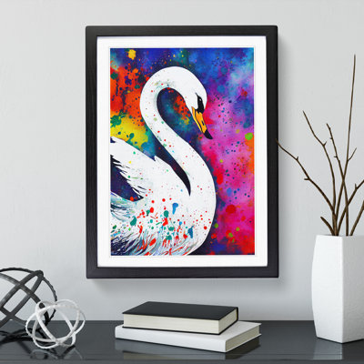 Swan Paint Splash - Framed Print