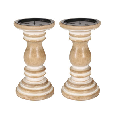 2 Piece Solid Wood Tabletop Pillar Set