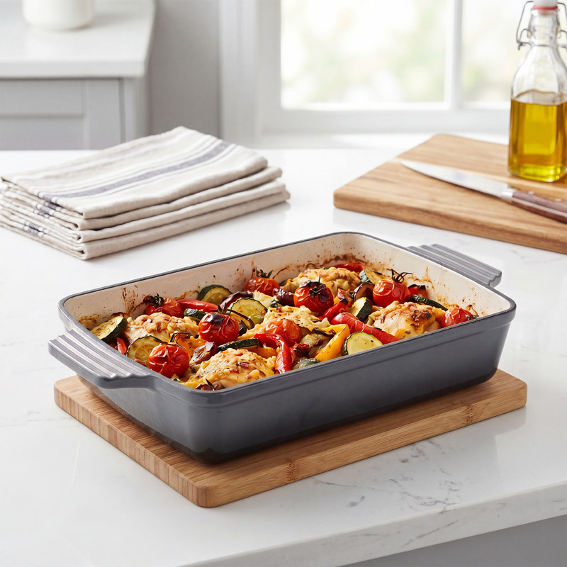 Living And Home 3L Cast Iron Stock Pot, 3 qt., Grey