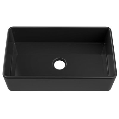 Fireclay Apron Front Kitchen Sink 33" L x 18" W Single Bowl with Basket Strainer and Bottom Grid