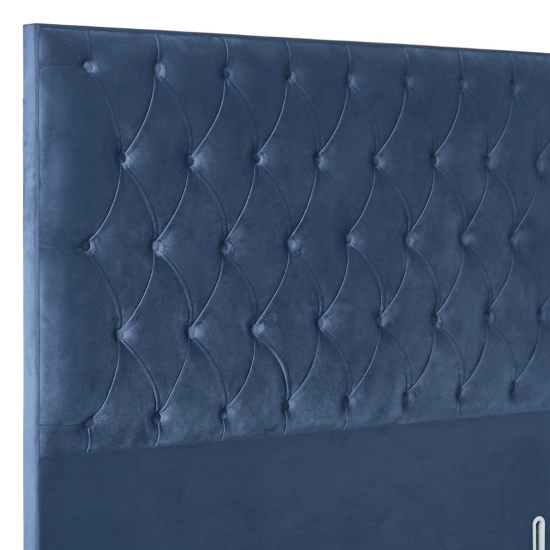 Upholstered Headboard, Navy, Small Double (4'), Velvet