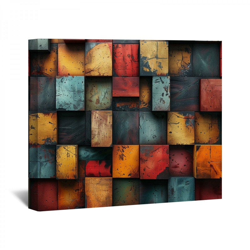 Abstrait sur toile, H 16 po x l 20 po x P 3 po