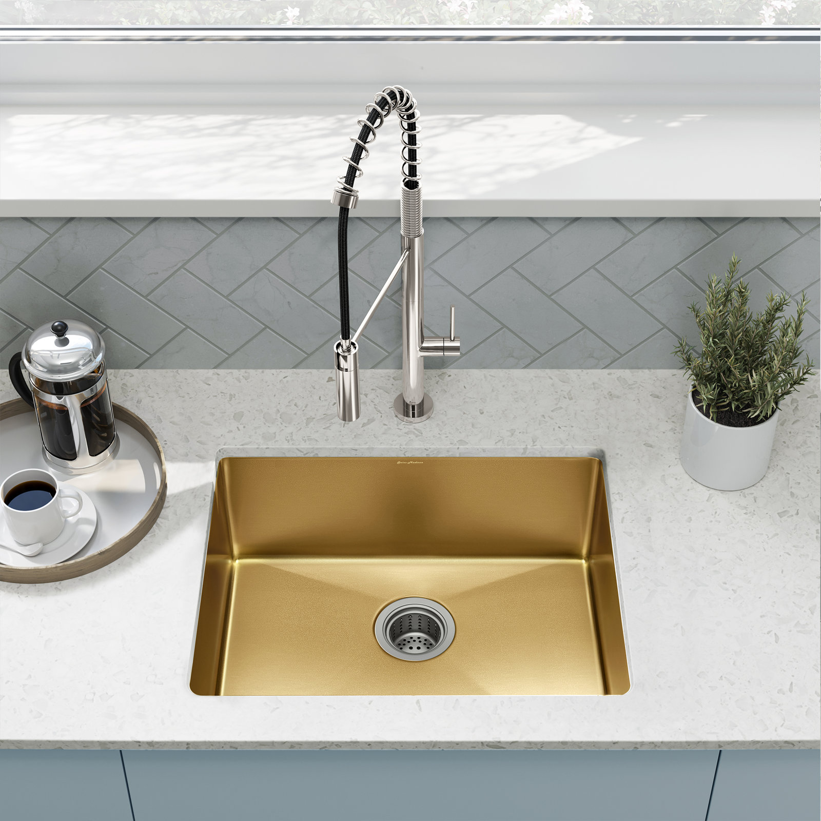 Rivage 23" Stainless Steel Undermount Sink, Gold