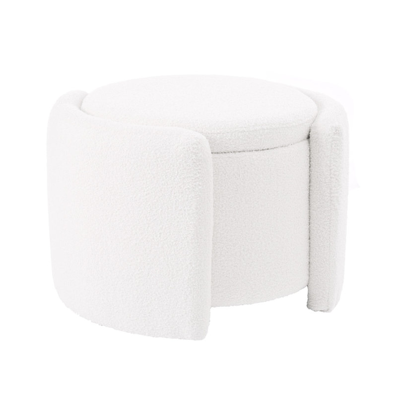 Tabouret - Structure en bois massif, rangement interne (blanc pour la surface inférieure antidérapante, structure, Blanc