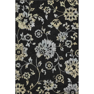 Premium Machine Washable Prisco Black Rug