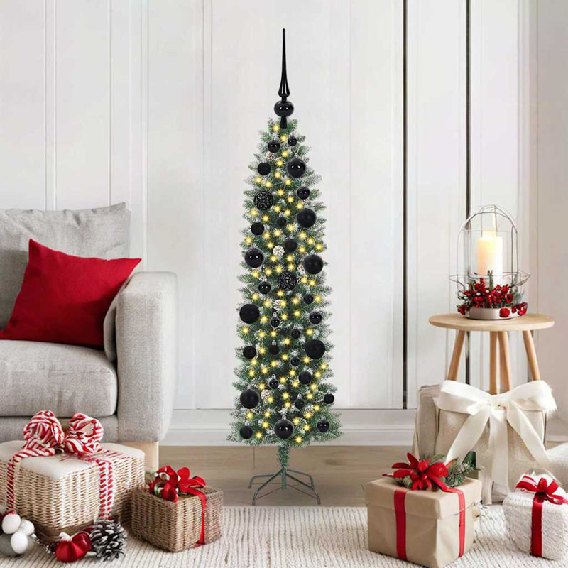Artificial Slim Christmas Tree, Black, 3.94' H