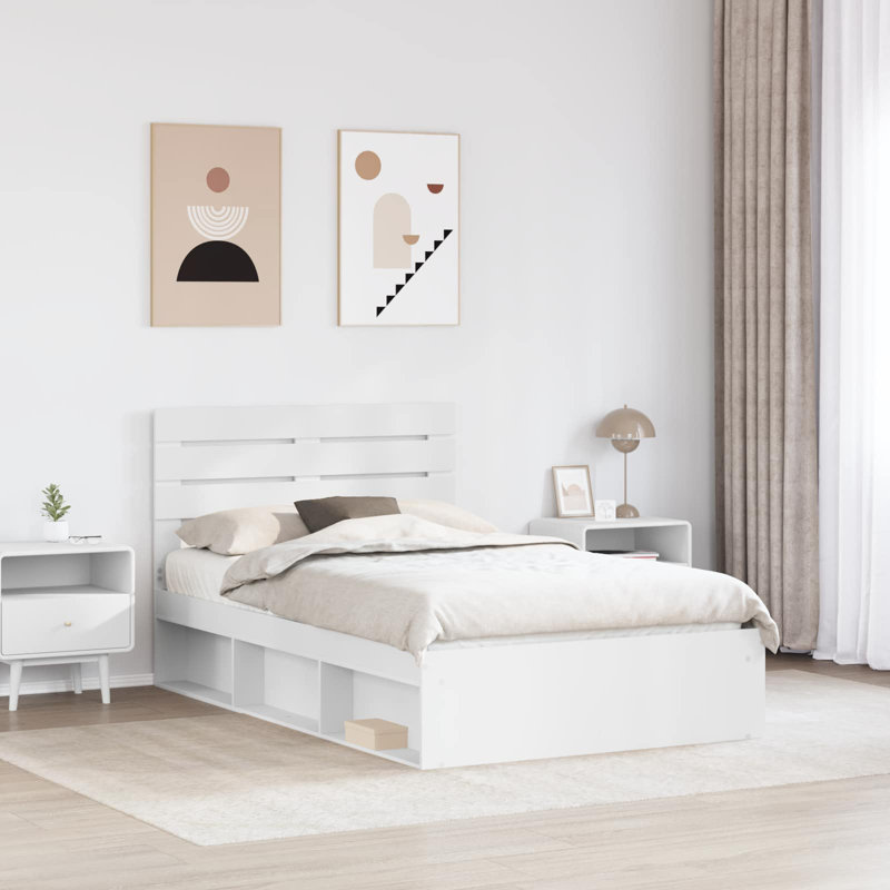 Solid Wood Bed, Double (4'6), White