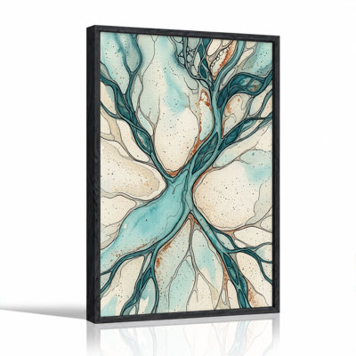 Teal and Rust Watercolor Tree Branches Design Canvas Wall Art