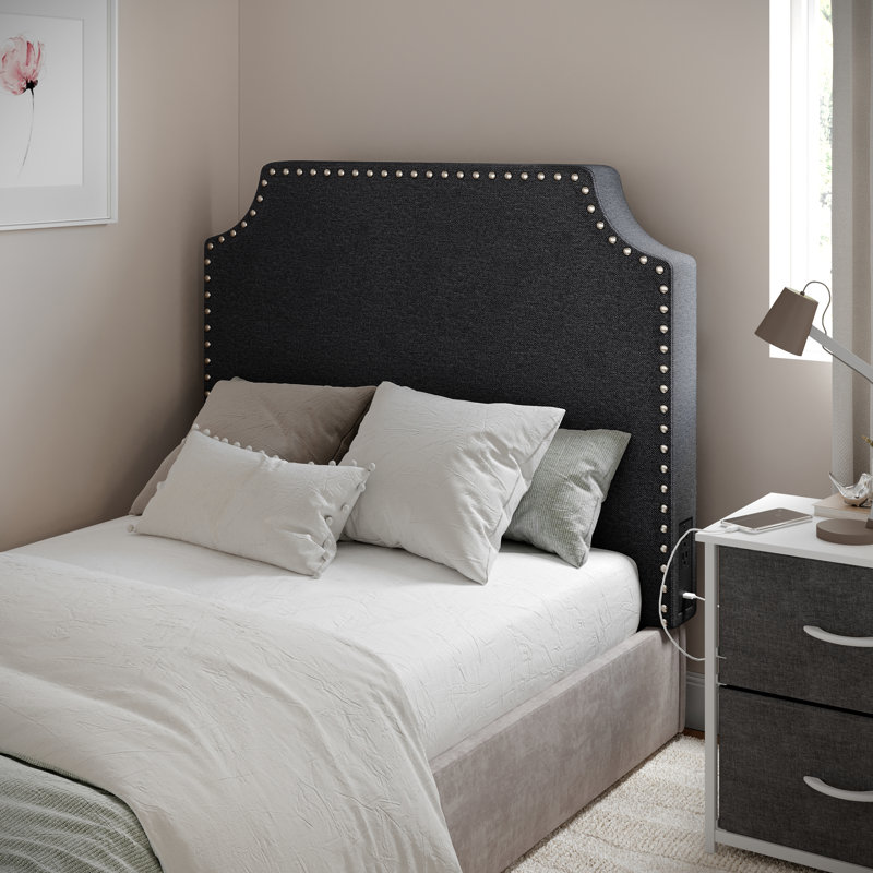 Contoured Headboard With 2 Power Outlets, 1 USB And 1 USB-C Port
