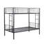 Lit superposé simple au-dessus d'un lit simple en métal noir, style moderne pour le décor de la chambre à coucher, option peu encombrante et activité d'escalier silencieuse et sécuritaire, esthétique sans sommier, caractéristique,-215427040