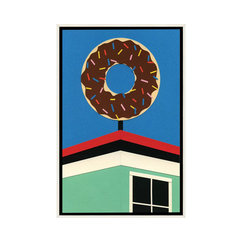 LA Donut Corner - reproduction d'art murale - toile encadrée, Blanc patiné, Toile à cadre flottant sans passe-partout