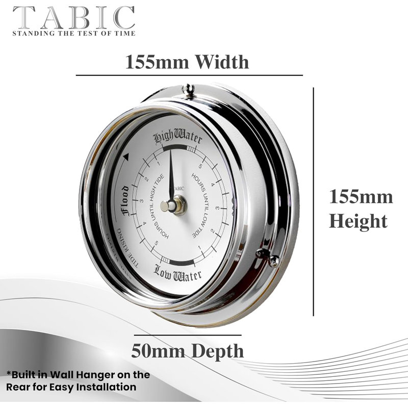 Handmade Brass Tide Clock With Chrome Plating – Precision Time & Tide Tracking For Fishing And Coastal Activities, Durable Nautical Design