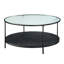 Mobilier moderne: table d'appoint 2 pièces avec plateau en verre noir et base intérieure en métal: