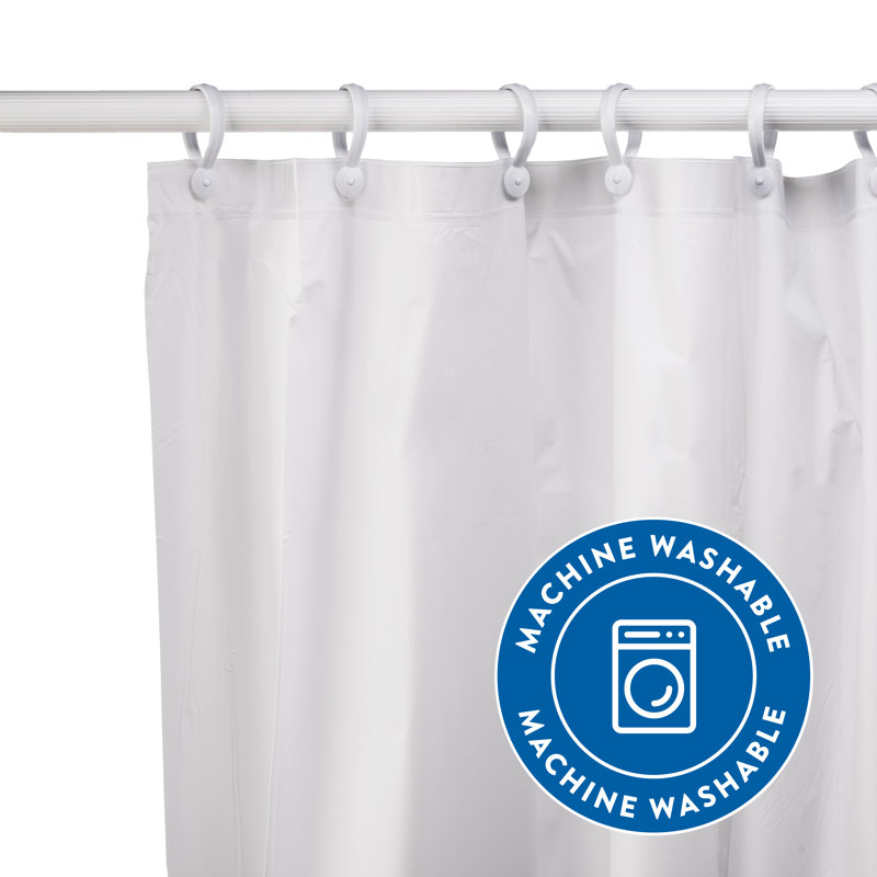 Croydex Waterproof Shower Curtain Plain White Machine Washable PEVA