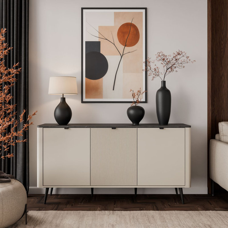 160cm Sideboard, cashmere / grey stone