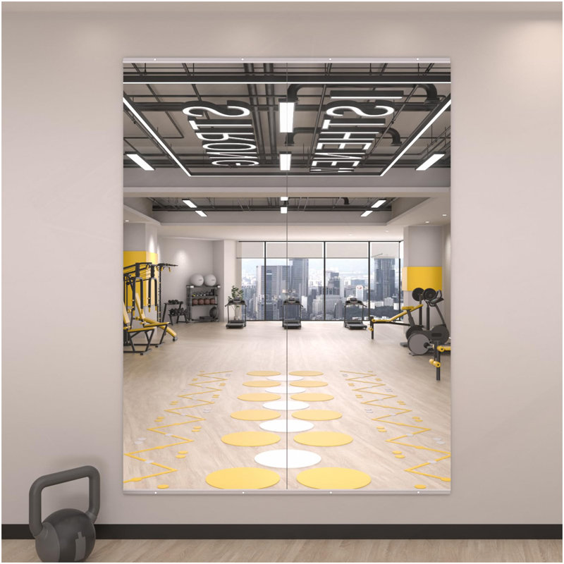 Ensemble de 2 miroirs de salle de sport 63 x 24 pouces, fixation murale, encadré, argent