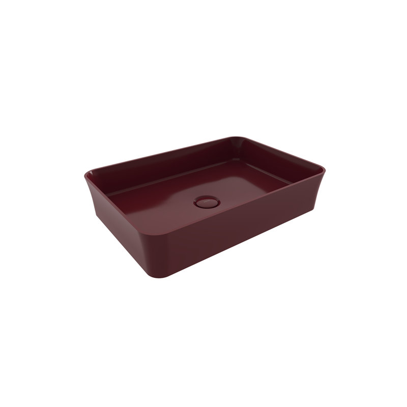 Sottile Slim Line Countertop Basin - 36x37cm, Gloss Burgandy Red
