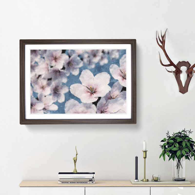 Cherry Blossom Tree in Spring - Picture Frame Graphic Art Print, Walnut Framed, 45cm H x 63cm W x 2cm D